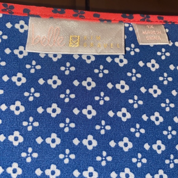 Belle by Kim Gravel Paisley Print Poncho in Red and Blue - Picture 2 of 2